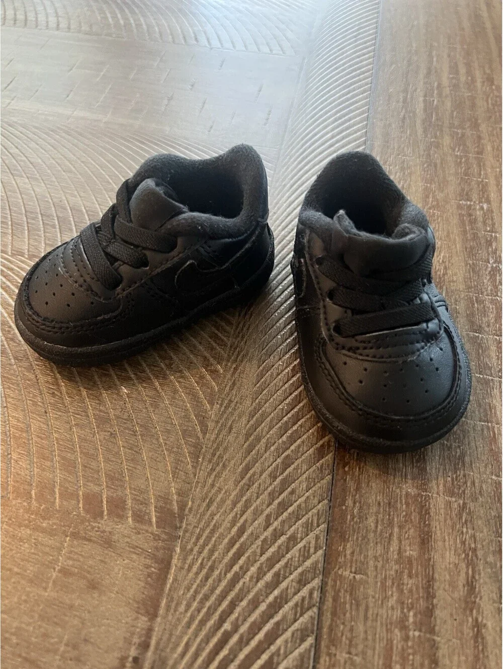 Nike Air Force 1 Crib Shoes Triple Black Baby Size 1c Slip On Sneakers